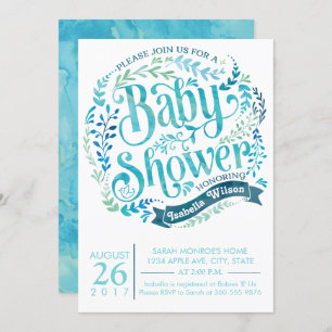 Invitación de Baby Shower de la acuarela de la