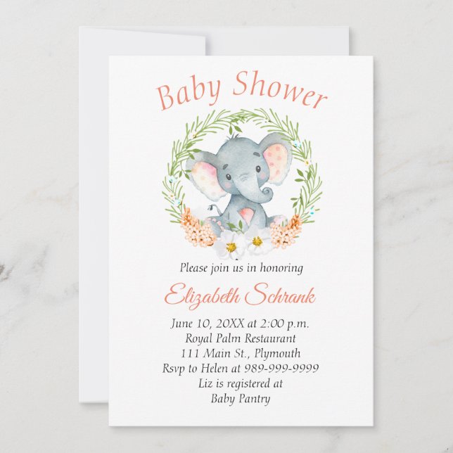 Invitación de Baby Shower de la acuarela del (Anverso)