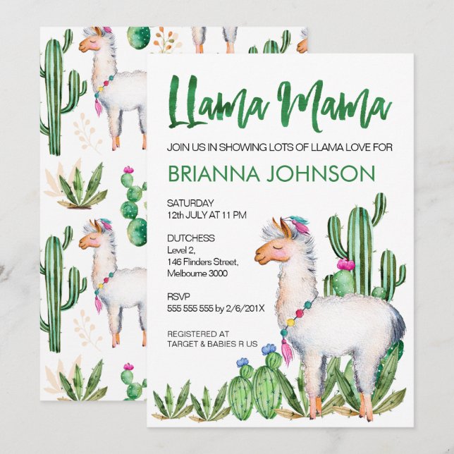 Invitación de Baby Shower de la acuarela del amor (Anverso / Reverso)