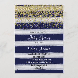 Invitación de Baby Shower de la acuarela del oro y