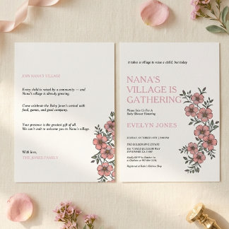 Invitación de Baby Shower de la Aldea de Nana - Ed