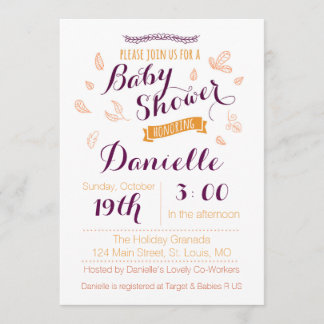 Invitación de Baby Shower de la caída