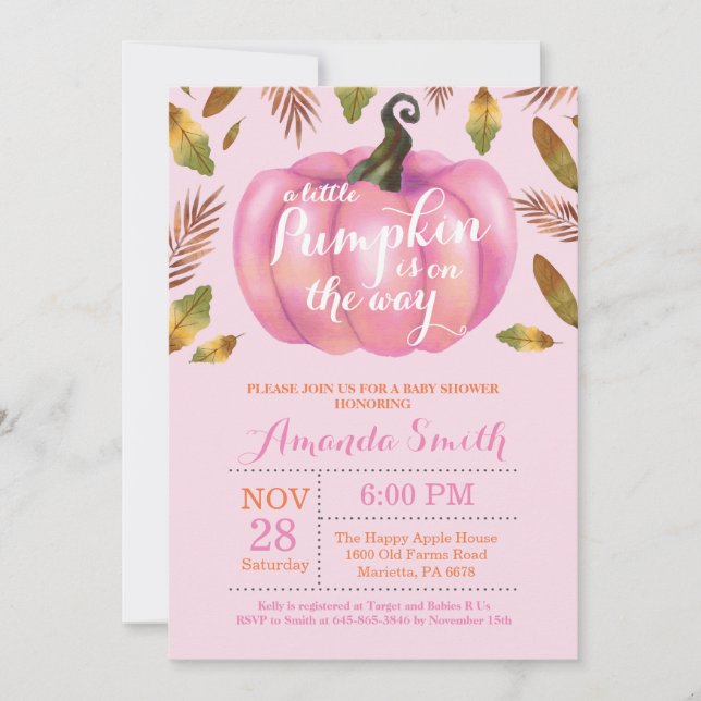 Invitación de Baby Shower de la caída de la (Anverso)
