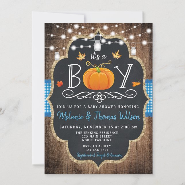 Invitación de Baby Shower de la caída de la (Anverso)