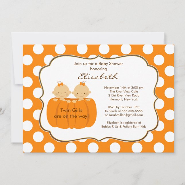 Invitación de Baby Shower de la calabaza de la (Anverso)