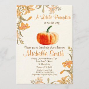 Invitación de Baby Shower de la calabaza, poca