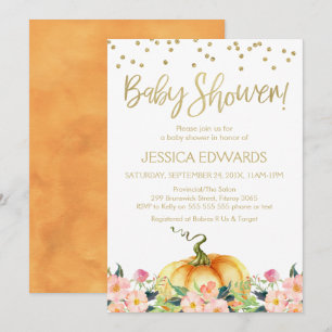 Invitación de Baby Shower de la caligrafía del oro