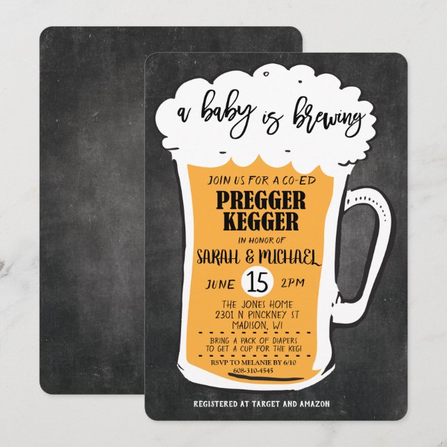 Invitación de Baby Shower de la cerveza de Pregger (Anverso / Reverso)
