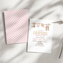 Invitación de Baby Shower de la chica de vaca rosa