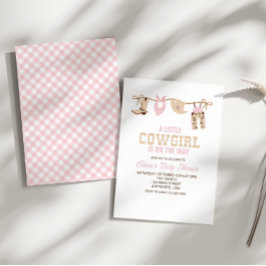 Invitación de Baby Shower de la chica de vaca rosa