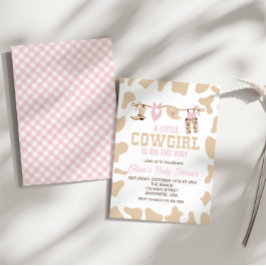 Invitación de Baby Shower de la chica de vaca rosa