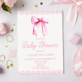 Invitación de Baby Shower de la Coqueta Rosa Paste