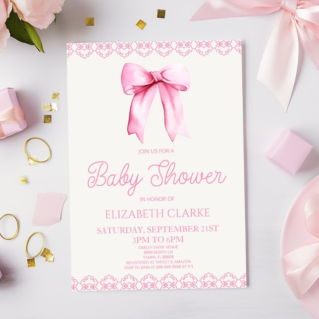 Invitación de Baby Shower de la Coqueta Rosa Paste (Subido por el creador)