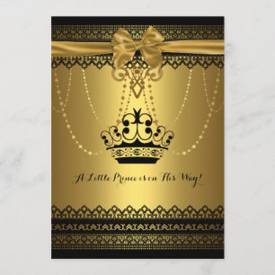 Invitación de Baby Shower de la Corona de Oro y Ne