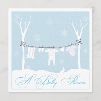 Invitación de Baby Shower de la cuerda para tender