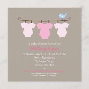 Invitación de Baby Shower de la cuerda para tender