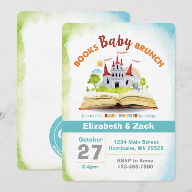 Invitación de Baby Shower de la ducha del libro (Anverso / Reverso)