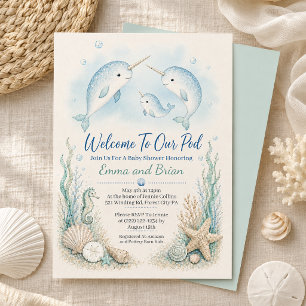 Invitación de Baby Shower de la Familia de Narval 