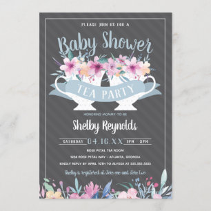 Invitación de Baby Shower de la fiesta del té