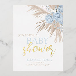 Invitación de Baby Shower de la flor azul Pastel