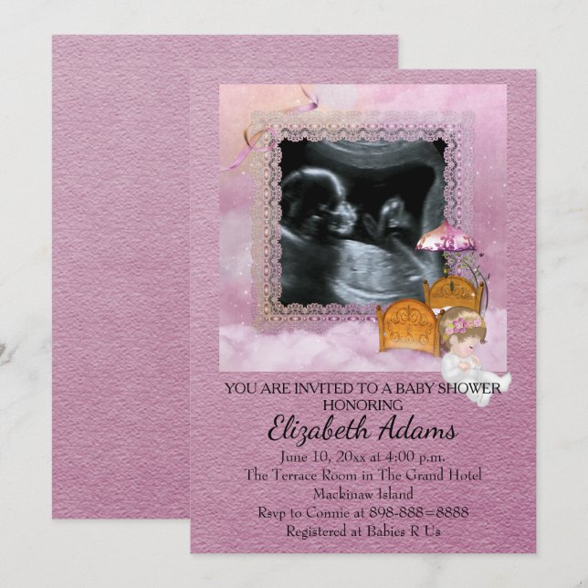 Invitación de Baby Shower de la foto (Anverso / Reverso)
