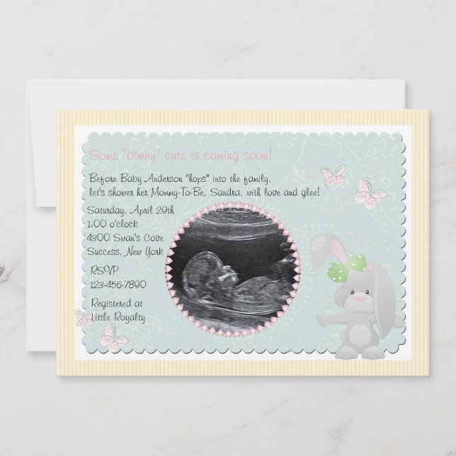 Invitación de Baby Shower de la foto del rosa del (Anverso)