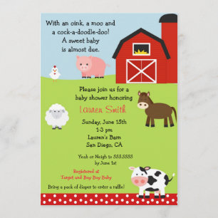 Invitación de Baby Shower de la granja del corral