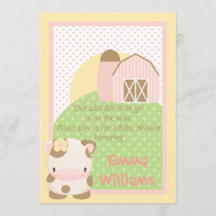 Invitación de Baby Shower de la granja Moo-Cow