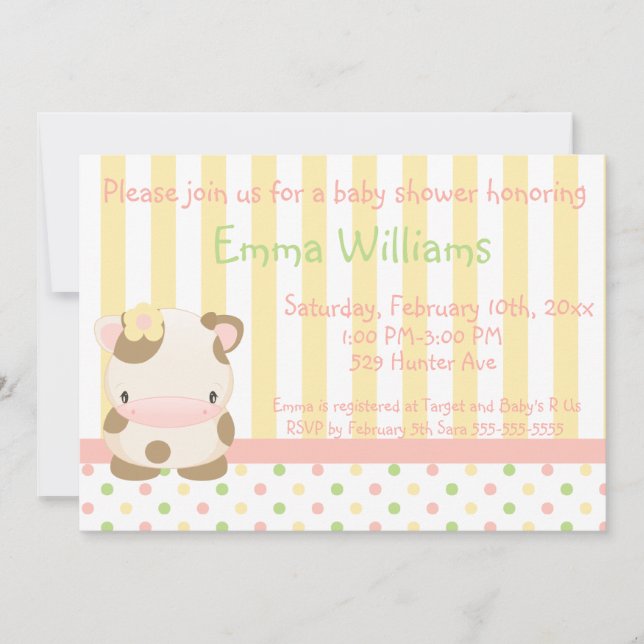 Invitación de Baby Shower de la granja Moo-Cow 4 (Anverso)