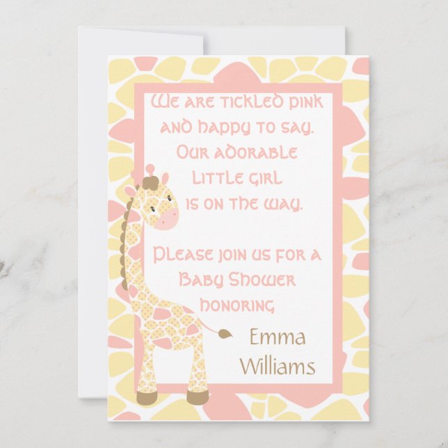 Invitación de Baby Shower de la jirafa del dulzor (Anverso)