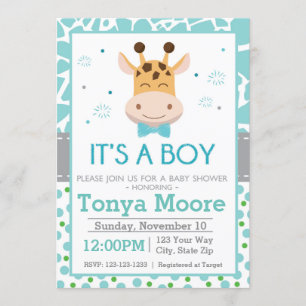 Invitación de Baby Shower de la jirafa del lunar