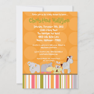 Invitación de Baby Shower de la jungla de punzonad