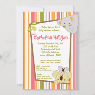 Invitación de Baby Shower de la jungla de punzonad