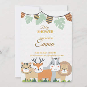 Invitación de Baby Shower de la Jungla – Tema de A