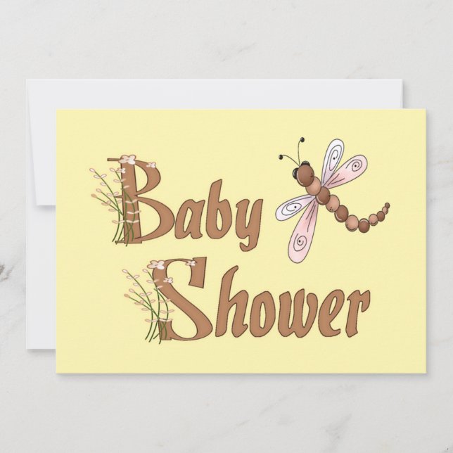 Invitación de Baby Shower de la libélula (Anverso)