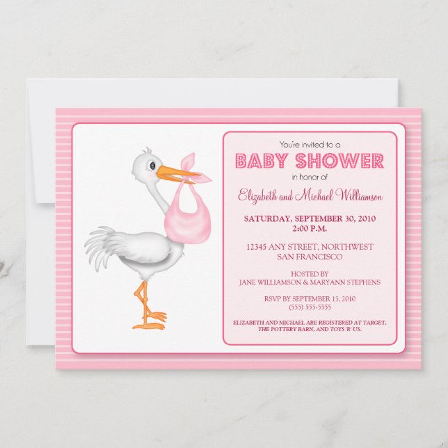 Invitación de Baby Shower de la llegada de la (Anverso)