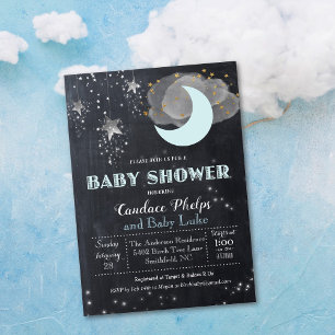 Invitación de Baby Shower de la Luna Twinkle Littl