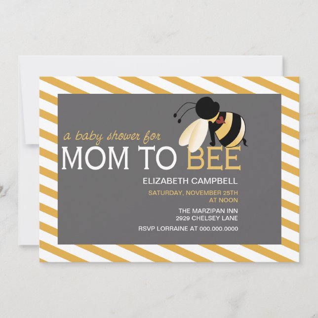 Invitación de Baby Shower de la Mamá-a-ABEJA - (Anverso)