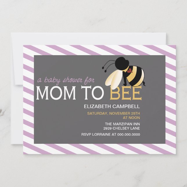 Invitación de Baby Shower de la Mamá-a-ABEJA - (Anverso)