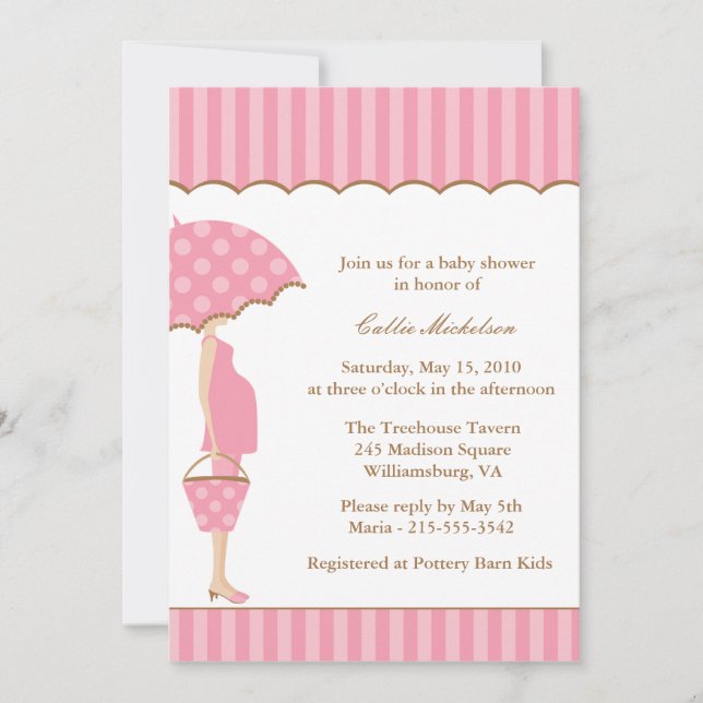 Invitación de Baby Shower de la mamá de la MOD (Anverso)