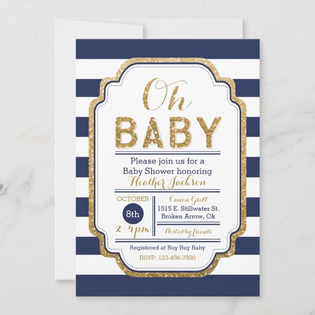Invitación de Baby Shower de la marina de guerra y (Anverso)