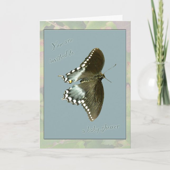 Invitación de Baby Shower de la mariposa (Anverso)