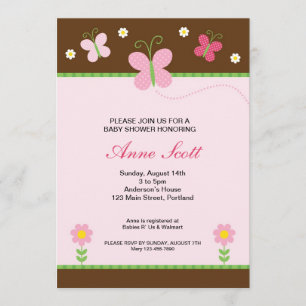 Invitación de Baby Shower de la mariposa