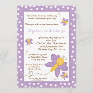 invitación de Baby Shower de la mariposa de Purpl