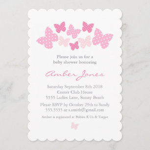 Invitación de Baby Shower de la mariposa - rosa