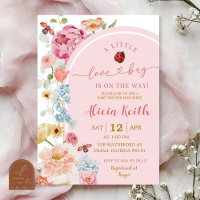 Invitación de Baby Shower de la mariquita floral c