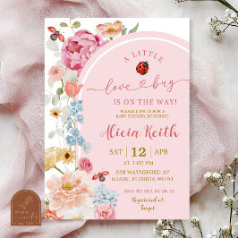 Invitación de Baby Shower de la mariquita floral c