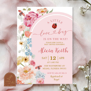 Invitación de Baby Shower de la mariquita floral c