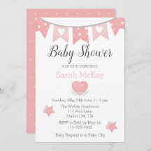 Invitación de Baby Shower de la niña de corazón ro