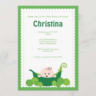 Invitación de Baby Shower de la niña de la vaina